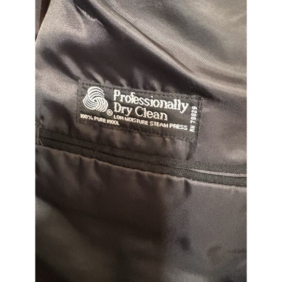 Men's Fialdini 46L Pure Wool Black Tuxedo Coat Jacket Satin 45" Chest 36” Length - Picture 5 of 6